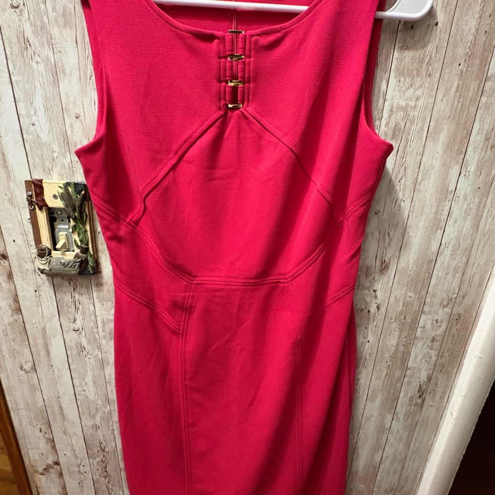 Ivanka Trump Fuchsia Sheath Dress with Gold Accent